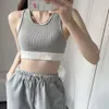 Kobiety letni zbiornik Stripe Fashion seksowna kamizelka Upraw Top Okoła bez szynia Trening 3 Jakość projektantki Damskie Camis przycięte szorty Projektant Joga Solid Elastic