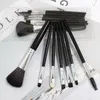 Black retro 7 makeup brushes powder blusher eye shadow lip brush portable eyelash eye brush eyebrow brush set