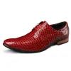 Sapatos Weh Italian Red Men's Crocodile Shoes Moda Sapatos de Casamento Classic Luxo Sapatos formais de vestido de luxo Men