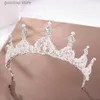 Tiara's Trendy Bruid Bruiloft Haaraccessoires Kroon Barok Kristal Parelkroon Zilverkleurige Hoofdtooi Bruiloft Haaraccessoires Handgemaakt Y240319