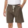 Springa shorts män elastiska midja mäns sommarkondition med dragkropp fast färg för