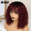 Synthetic Wigs Synthetic Wigs Short Pixie Bob Cut Human Hair Wigs With Bangs Jerry Curly For Women Brazilian Highlight Honey Water Wave Blonde Colored Wigs 240329