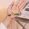 Mode-Design-Anhänger-Halsketten, vergoldete Edelstahl-Halskette mit farblosem Hip-Hop-kreativem Emaille-Stern-Quadrat-Anhänger-Halsketten-Schmuck