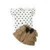 Ensembles de vêtements Petite fille Summer Set Sleve Frill Tops Tops Elastic Bow Bowe Shorts bébé Toddler Toddler