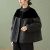 Kadınlar için kadın ceketler Kore tarzı gevşek katı patchwork kapitone hırkalar uzun kollu düğme sonbahar katlar vintage giyim