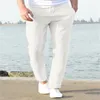 Pantaloni da uomo in cotone e lino primaverili ed estivi Pantaloni da uomo traspiranti in tinta unita autunno Fitness Streetwear S3XL 240313