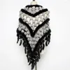 Scarves Arrivals Women Natual Shawl Wraps Winter Lady Hand Make Genuine Scarf Cape With Tassels 3 Corners Poncho