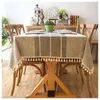 Tkanina stołowa nordycka wodoodporna imitacja bawełniana lniana haftowa frędzana koronkowa geometryczna pokrywka jadalna prostokąta