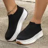 Casual Shoes 2024 Autumn Round Head Thick Bottom Designer Large Size 35-43 Women Boots Stretch Fabric Sports Low-top Women's