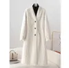 Manteau Long en laine artificielle pour femmes, personnalisé en usine, grande taille, Imitation peau de vison, fourrure intégrée