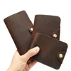 Wallets Top Layer Cowhide Men's Short Purse Retro Crazy Horse Leather PI Card Holder Wallet Long Style For Man