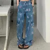 Frauen Jeans Schmetterling Gestickte Fracht Für Frauen Y2k Streetwear Koreanische Mode Hohe Taille Hosen Beiläufige Breite Bein Hosen 2024