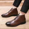 Boots Plus Size 38-48 Urban Type Men Brogue Leather Fashion American Style Business Ankle Casual Daliy Boot