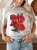 Women's T Shirts Sunflower Watercolor Vintage Casual Tee Summer Women Clothing Short Sleeve Female Fashion Printed Clothes Graphic T-shirts
