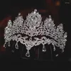 Hårklipp skenande krona bröllop tiaras kvinnor tillbehör brud klänning engagemang ornament blad form crystal coronets gåva an080