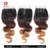 Wigs T1B/4/27 Ombre Body Wave Human Hair Bundles With Closure Transparent Lace Closure With Bundles Applegirl Brazilian Remy Hair