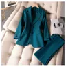 Plus Size S-3XL Womens Blazer and Pants 2-Piece Set Ladies Long Sleeped Office Professional Dräkt Formella byxor