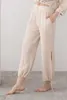 Muslin Lace-up Flared Womens Casual Pants with Pockets Embroidered Cuffs 0 Cotton Trendy 2024 Leggings Trousers