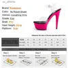 Dress Shoes 2022 Hot! Women Summer Sandals Platform Fashion Shows Sexy Transparent Crystal Slipper High Heel 15cm Female H240325
