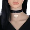 Choker svart pentagram halsband 2024 trendig goth krage läder gotiska tillbehör kvinna häxa cosplay smycken