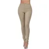 Kadınlar düz renk yüksek belli kot pantolon moda çok yönlü skinny jeans ince gündelik vintage uzun pantolon, ceplerle 240312