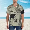 قمصان الرجال غير الرسمية قصيرة الأكمام المغامرة العظيمة خريطة خريطة قميص الشاطئ