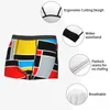 Underpants estilo mondrian homens roupa interior vermelho amarelo azul quadrados boxer shorts calcinha engraçado meados de cintura para masculino s-xxl