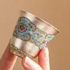 Cups Saucers Silver Plating Chinese Ceramic Birds Tea Cup Set Beatiful Teaware Bowl for Ceremony Flowers Teacup Deng's Store