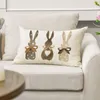 Frohe Ostern Kissenbezug Kaninchen Dekoration Sofa Rückenlehne Autositz Rückenlehne Taille Rückenlehne Bezug Leinen Material P302