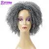 Perucas sintéticas cinza bob peruca sintética curta cinza afro kinky encaracolado perucas para mulheres preto prata afro-americano natural cabelo falso além da beleza 240328 240327