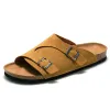 Stövlar stor storlek 45 mocka läder sandaler för män sommar klassiska män skor tofflor mjuka kork sandaler man romerska bekväma fotwea nya