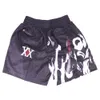 Men's Anime Basketball Shorts Black Printed Gym Sport Knee Pants with Pockets