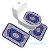 Bath Mat 3 Piece Set Classical Pattern Toilet Cover Foot Pad Non-slip Absorbent Bathroom Door Mat Flannel Soft Bathr Rug Carpet