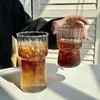 Wijnglazen Unieke doorzichtige mok Vintage gestreept drinkrimpelbeker Koffie geribbeld glaswerk Moderne keuken Golvend glas