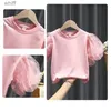 T-shirts Kids Girl T Shirt Summer Baby Cotton White Puff Sleeve Tops Toddler Tees Children Clothing Cartoon T-shirts Short Sleeve CasualC24319