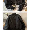 Spring Autumn Vintage Croped Womens Bomber Jacket Overized Korean Streetwear Zipper Fashion Short Black Coats Casual Tops 240319