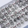 20 pçs/lote gótico crânio anéis para homens mulheres metal rock punk cristal totem dragão leão cabeça designer jóias acessórios anillos 240313