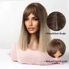 Synthetic Wigs Short Straight Ombre Synthetic Wigs Light Brown Golden Bob Wigs with Bangs for Women Daily Cosplay Party Natural Heat Resistant 240328 240327