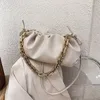 Sacs à bandoulière à chaîne épaisse pour femmes, pochette de luxe Vintage, couleur unie, messager en cuir PU souple, pochette chic sous les bras