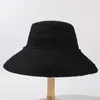 Breda randen hattar Doouble Side Wear Bucket Hat Woman Outdoor RPF50 Fisherman Cap Girl Sprot UV Protection Panama Cool Cotton