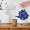 Servis uppsättningar Ancient Bell Pot White Tea Kettle Stovetop Whistling Camping Teapots Kitchen Kettles Emamel Vintage