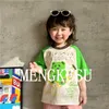 Dzieci Niedźwiedź list z drukowaniem T-shirt Boys Patchwork Kolor Pół rękawów 2024 Summer Kids Bawełniany luźne ubrania Z7234