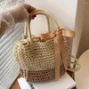 Borse a tracolla Borsa da donna alla moda Ragazza Pochette da donna in paglia grande di alta qualità leggera e traspirante con ornamento bowknot per regalo