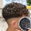 Perruques synthétiques Base complète de la peau 20mm cheveux humains bouclés toupet pour hommes système de prothèse durable morceau de cheveux noir/marron 130 densité ligne de front naturelle 240328 240327