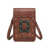 Tas Dames Crossbodytassen PU Lederen Handtas 2024 Vrouwelijke Shopper Portemonnee Mode Punkstijl Geometrisch Patroon Klinknagel Mobiele Telefoon