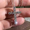 Classic Popular Design 14K White Gold High Quality SI Natural Diamond Jewelry Round Cross Pendants For Followers