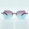 Nuovo prodotto occhiali da sole doppia fila taglio diamante 8300817 nero naturale misto corno di bufalo misura gamba 60-18-140 mm