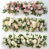 100cm luxe witte roos kunstmatige rij bruiloft tafel middelpunt bloemen achtergrond muur bogen decor feestpodium