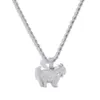 Pendant Necklaces S925 Sterling Silver Hip Hop CZ Stone Paved Bling Out Goat Sheep Pendants For Men Rapper Jewelry