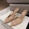 HBP Não Marca Melhor preço Verão Sapatos Apontados Mulheres Slingbacks Salto Alto Voltar Oco Sandálias De Salto Fino Mulheres Cor Sólida Sandálias Slingback